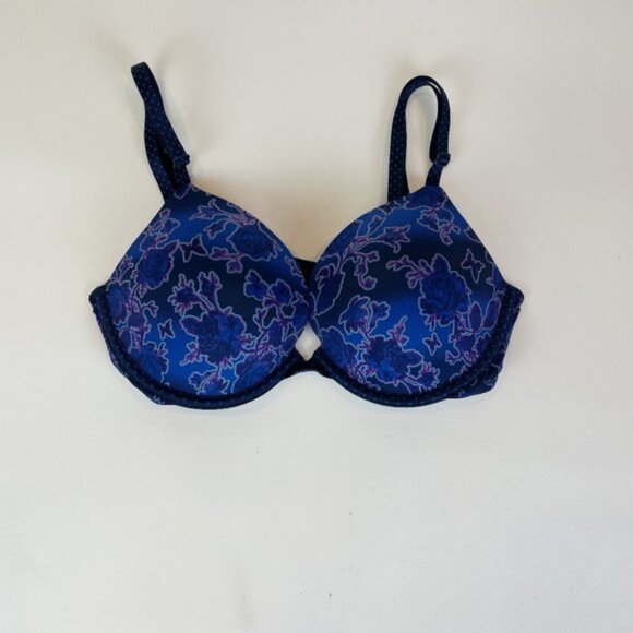 NWOT Victoria's Secret Bra 34C Push-Up Blue Floral B1790 - Picture 1 of 6